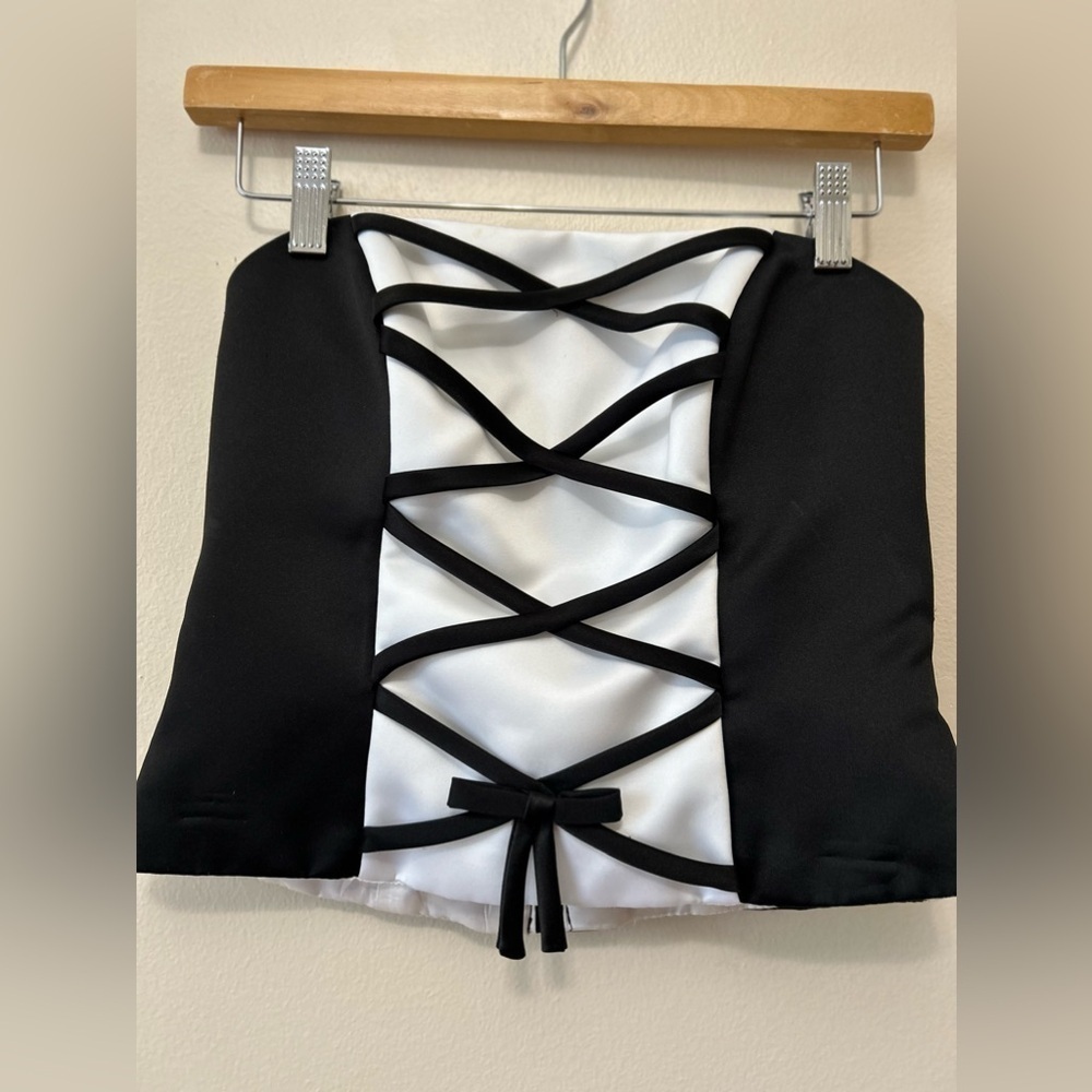 Blondie nites cropped top formal top strapless bustier top